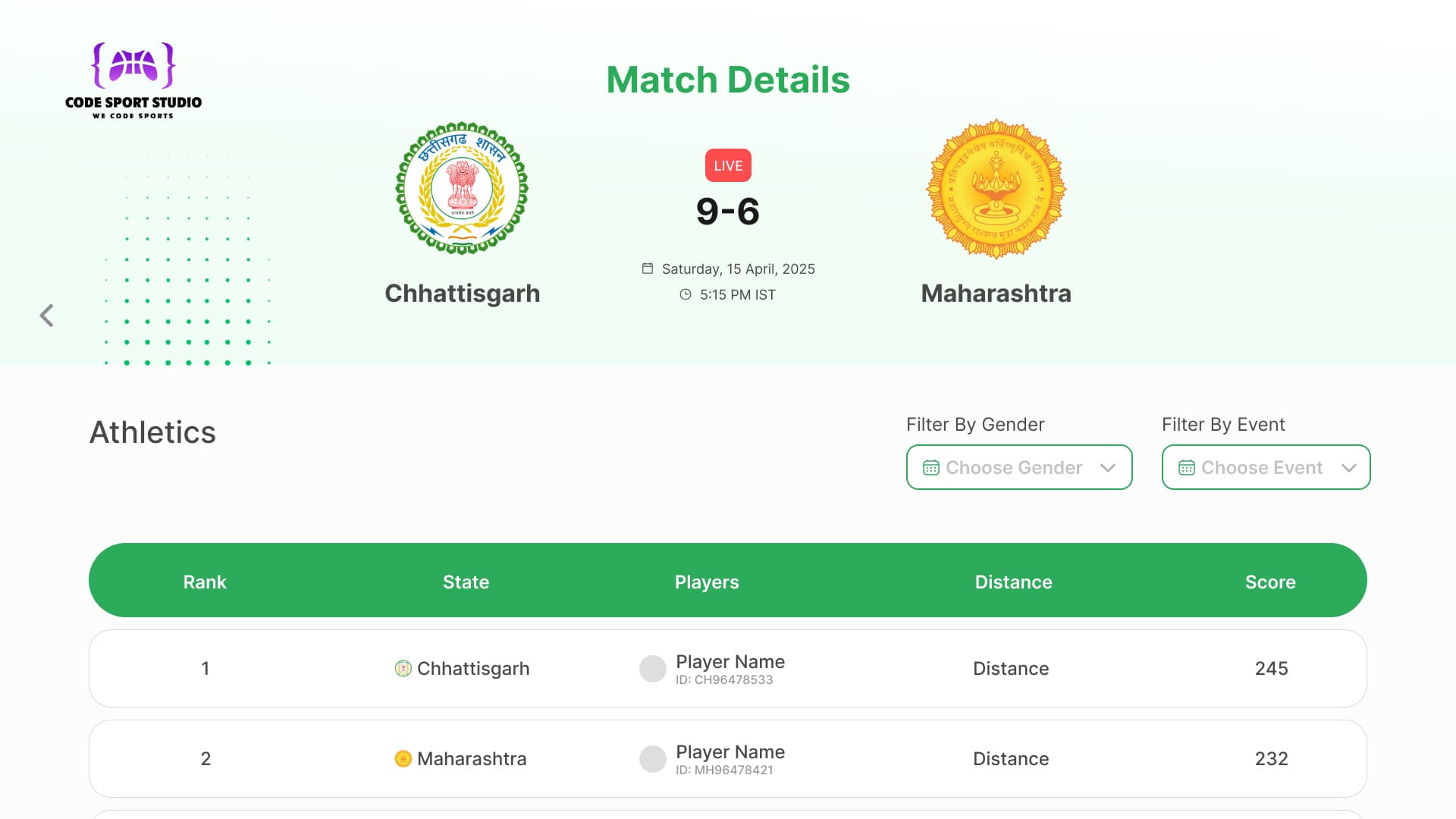 Public Apps, Websites & Live Results — screenshot 1