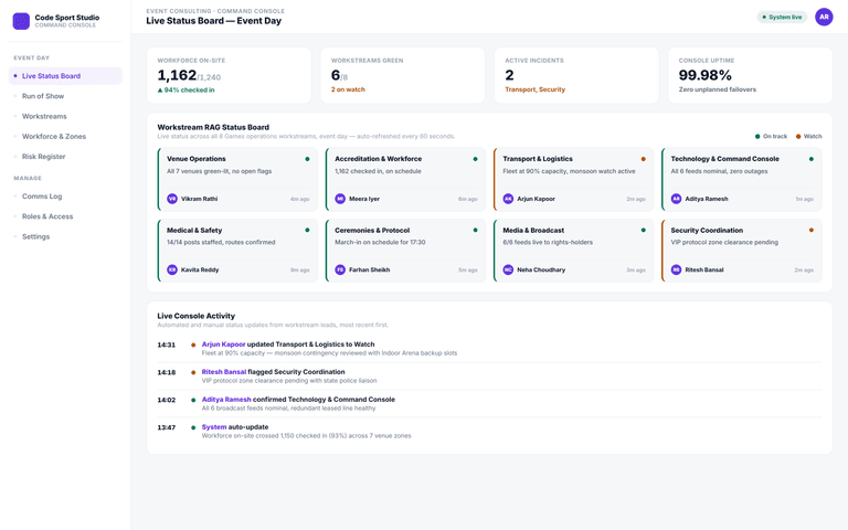 Event Consulting — command console