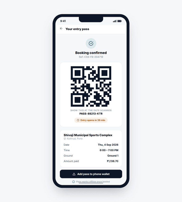 Smart Facility Booking & Citizen Access — qr pass